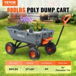 VEVOR 1200lbs 7Cu.Ft. Garden Dump Cart with 2-in-1 Convertible Handle and 13in All Terrain Wheels, Heavy Duty Poly Yard Dump Wagon Utility ATV Trailer